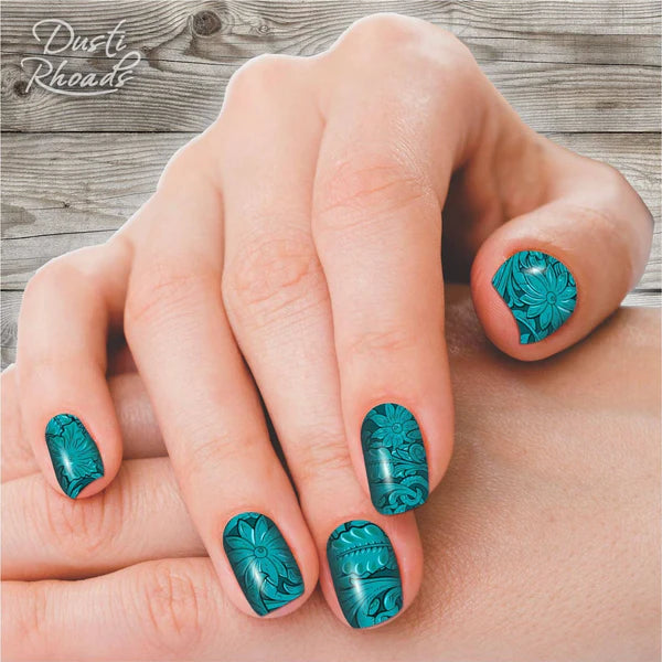 Saddle Up Teal Nail Polish Strips