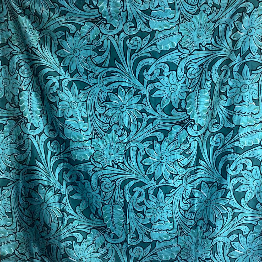 LAST CHANCE - Saddle Up Teal Silk Wild Rag Scarf - Less than 20